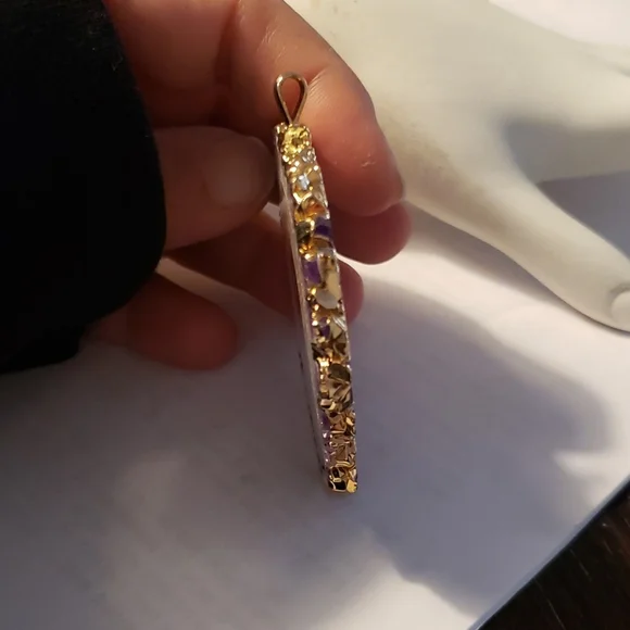 Vintage (90s) Kuwaiti Gold Plated Amethyst Pendant - Picture 3 of 5